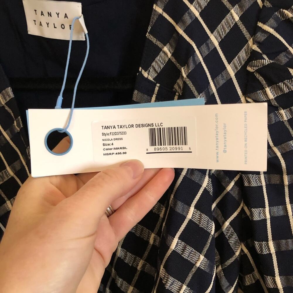 NWT Tanya Taylor Nicola Puff-Sleeve Belted Check Mini Dress - Picture 10 of 10